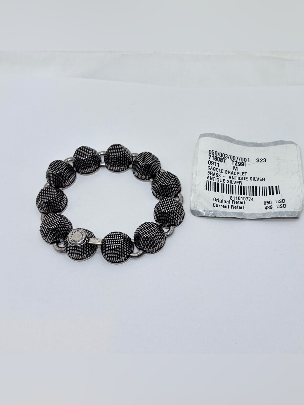 Balenciaga Silver Cagole Bracelet